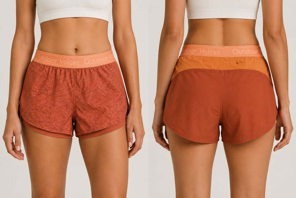Outdoor Voices Relay Short in Sedona Speckle/Papaya